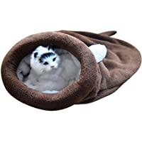 BLEVET Saco de Dormir para Mascotas Snuggle Saco de Manta Manta para Gatito Cachorro Pequeños MZ042 (M- Coffee)